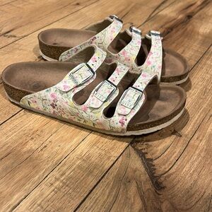 Birkenstock Florida Vegan Birko-Flor Beach Floral Sandals Girl's 3 Euro 34